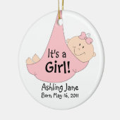 Het is een meisje! keramisch ornament (Links)