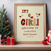 Het is een meisje! Kerst baby shower welkomstbord