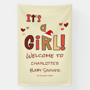 Het is een meisje! Kerstmis Kerstman Hoed Baby Sho Spandoek