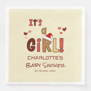 Het is een meisje! Kerstmis Kerstmannenhoed Baby S Servet