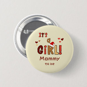 Het is een meisje! Kerstmis Santa-hoed Wordt mama Ronde Button 5,7 Cm
