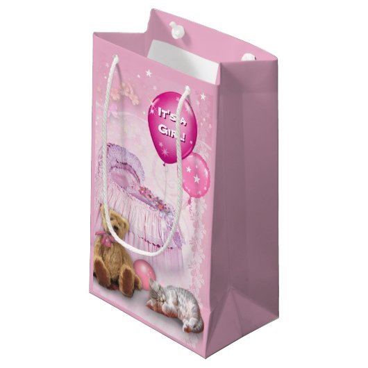 Het is een meisje! klein cadeauzakje (Voorkant Gekanteld)