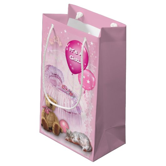 Het is een meisje! klein cadeauzakje (Achterkant Gekanteld)