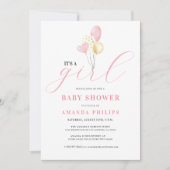 Het is een meisje kleurrijke ballonnen save the date (Voorkant)