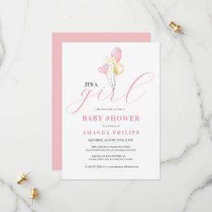 Het is een meisje kleurrijke ballonnen save the date