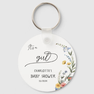 Het is een meisje! Kleurrijke wilde bloemen baby s Sleutelhanger
