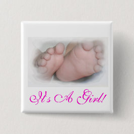Het is een meisje. Knoop Vierkante Button 5,1 Cm