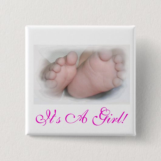 Het is een meisje. Knoop Vierkante Button 5,1 Cm (Voorkant)