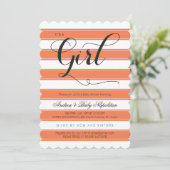 Het is een meisje | Koraal Baby shower Kaart (Staand voorkant)