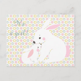 Het is een meisje. Kute moeder en baby bunny Brief Aankondigingskaart