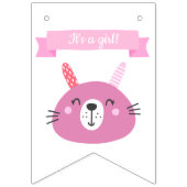Het is een meisje. | Kute Pink Bunny Kids Birthday Vlaggetjes (Derde vlag)
