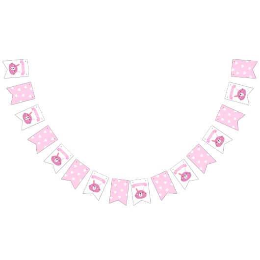 Het is een meisje. | Kute Pink Bunny Kids Birthday Vlaggetjes (Alle)