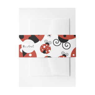 Het is een meisje - Ladybugs, Ladyvogels - Rood zw Uitnodigingen Wikkel
