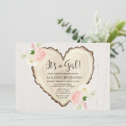 Het is een meisje landelijke bloemige valentijnsha kaart (Staand voorkant)