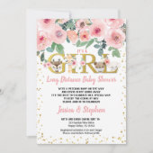 Het is een meisje lange afstand Baby shower Woodla Kaart (Voorkant)