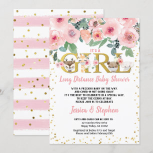 Het is een meisje lange afstand Baby shower Woodla Kaart