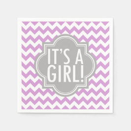 Het is een meisje lavendel chevron en grijs servetten