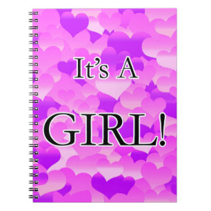 Het is een meisje. Lavender Hearts Notitieboek
