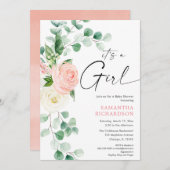 Het is een Meisje lente bloemengroen eucalyptus ba Kaart (Voorkant / Achterkant)