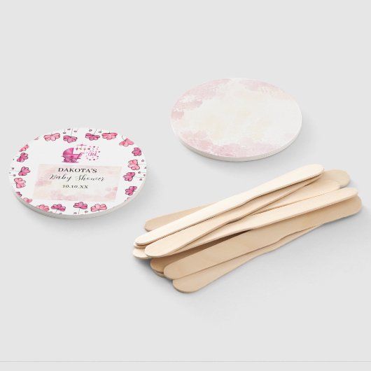 Het is een meisje Leuke illustratie Roze Baby show Handwaaier (Niet-gemonteerd)