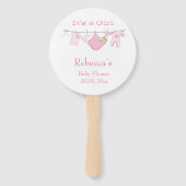 Het is een meisje Leuke illustratie Roze Baby show Handwaaier (Voorkant)