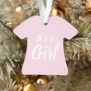 Het is een meisje, lichtroze baby shower, sekse on ornament