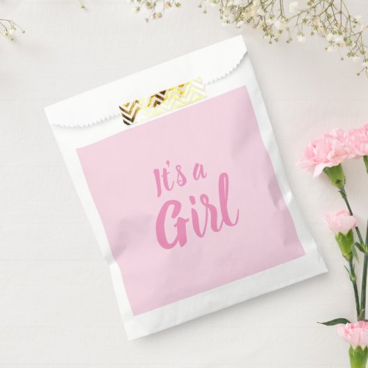 Het is een meisje, lichtroze baby shower, seksespe bedankzakje (Gezegeld)
