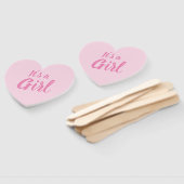 Het is een meisje, lichtroze baby shower, seksespe handwaaier (Niet-gemonteerd)