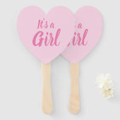 Het is een meisje, lichtroze baby shower, seksespe handwaaier (Voorkant en achterkant)