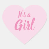Het is een meisje, lichtroze baby shower, seksespe hart sticker (Voorkant)