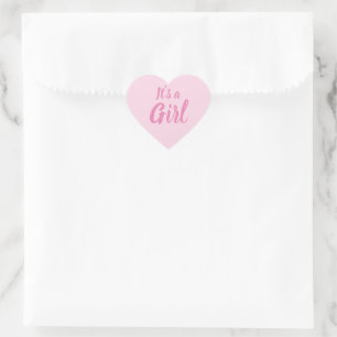 Het is een meisje, lichtroze baby shower, seksespe hart sticker