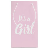 Het is een meisje, lichtroze baby shower, seksespe klein cadeauzakje (Achterkant)