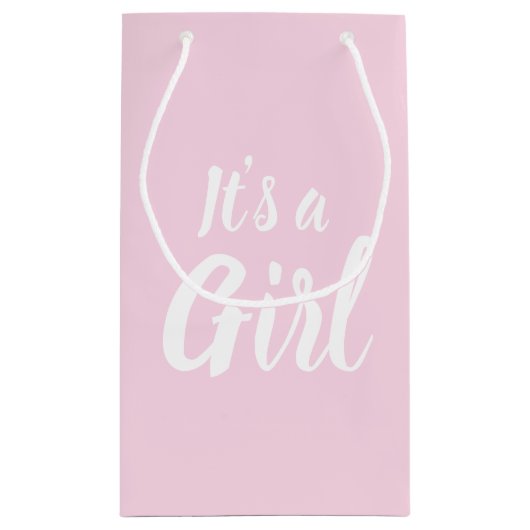 Het is een meisje, lichtroze baby shower, seksespe klein cadeauzakje (Achterkant)