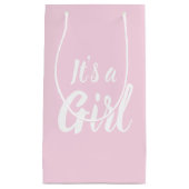 Het is een meisje, lichtroze baby shower, seksespe klein cadeauzakje (Voorkant)