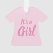 Het is een meisje, lichtroze baby shower, seksespe ornament (voorkant)