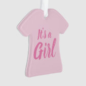 Het is een meisje, lichtroze baby shower, seksespe ornament (voorkant)