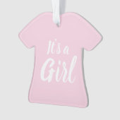 Het is een meisje, lichtroze baby shower, seksespe ornament (voorkant)