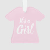 Het is een meisje, lichtroze baby shower, seksespe ornament (achterkant)
