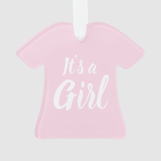 Het is een meisje, lichtroze baby shower, seksespe ornament (achterkant)