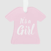 Het is een meisje, lichtroze baby shower, seksespe ornament (voorkant)