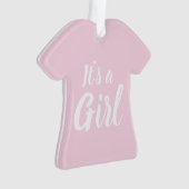 Het is een meisje, lichtroze baby shower, seksespe ornament (voorkant)