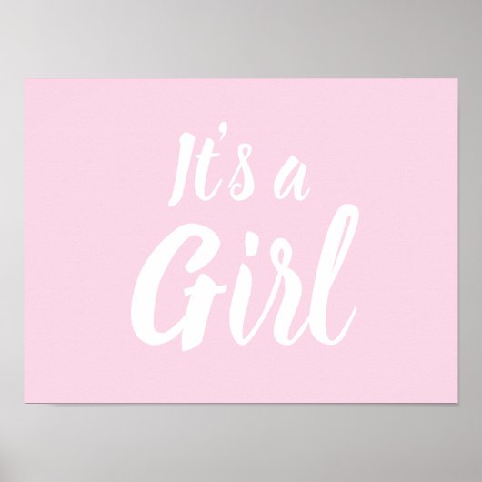 Het is een meisje, lichtroze baby shower, seksespe poster (Voorkant)