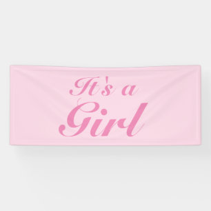 Het is een meisje, lichtroze baby shower, seksespe spandoek