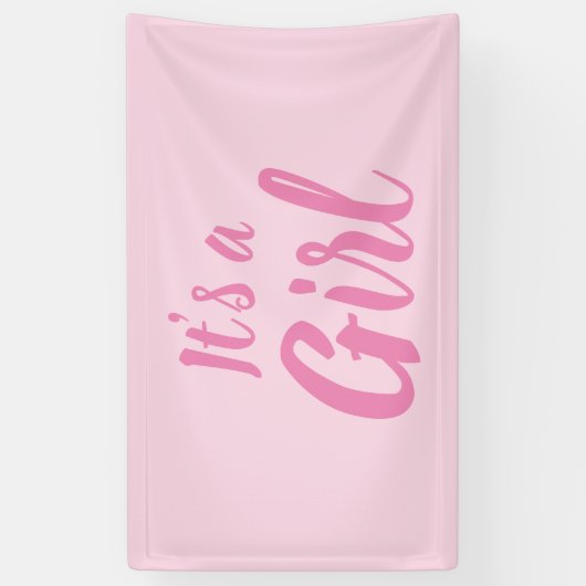 Het is een meisje, lichtroze baby shower, seksespe spandoek (Verticaal)