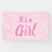 Het is een meisje, lichtroze baby shower, seksespe spandoek (Horizontaal)
