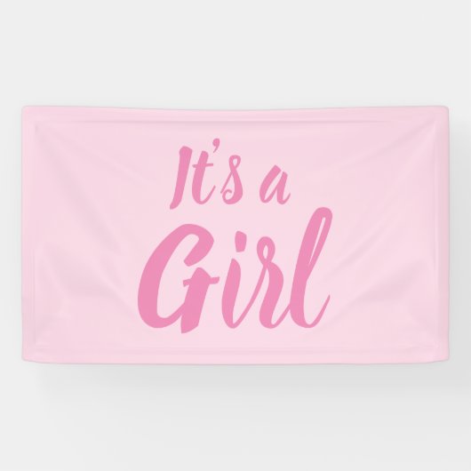 Het is een meisje, lichtroze baby shower, seksespe spandoek (Horizontaal)