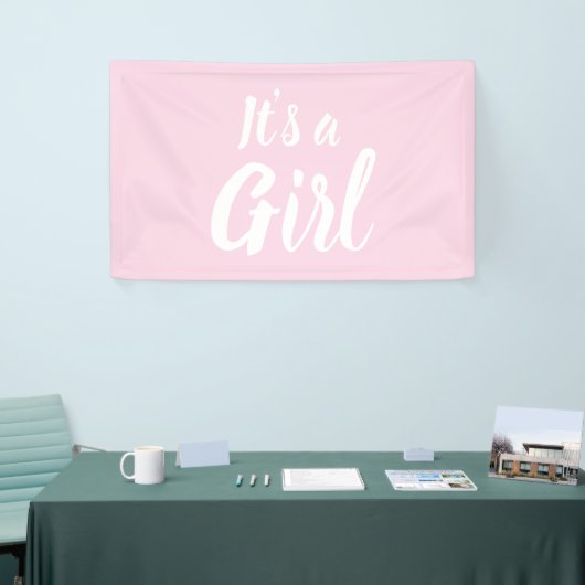 Het is een meisje, lichtroze baby shower, seksespe spandoek (Beurs)
