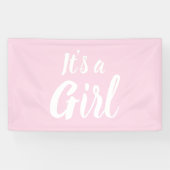 Het is een meisje, lichtroze baby shower, seksespe spandoek (Horizontaal)