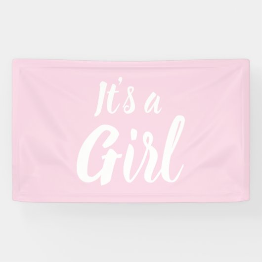 Het is een meisje, lichtroze baby shower, seksespe spandoek (Horizontaal)