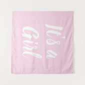 Het is een meisje, lichtroze babyshower, geslacht wandkleed (Voorkant (horizontaal))